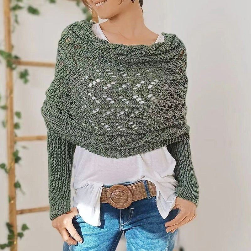Maribel Knitted Scarf With Sleeves