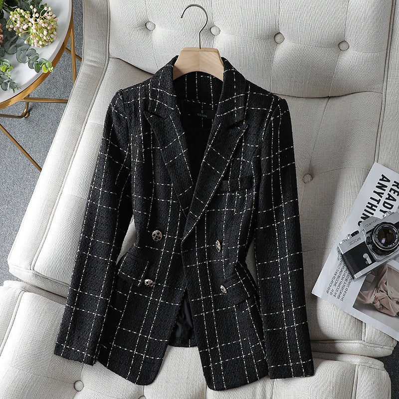 Amira Textured Plaid Blazer