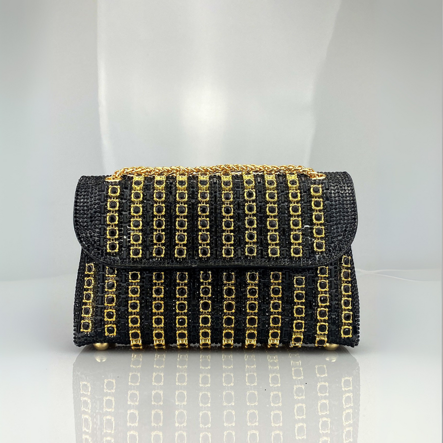 Lenny – Chic Chain Shoulder Bag with Colored Diamonds