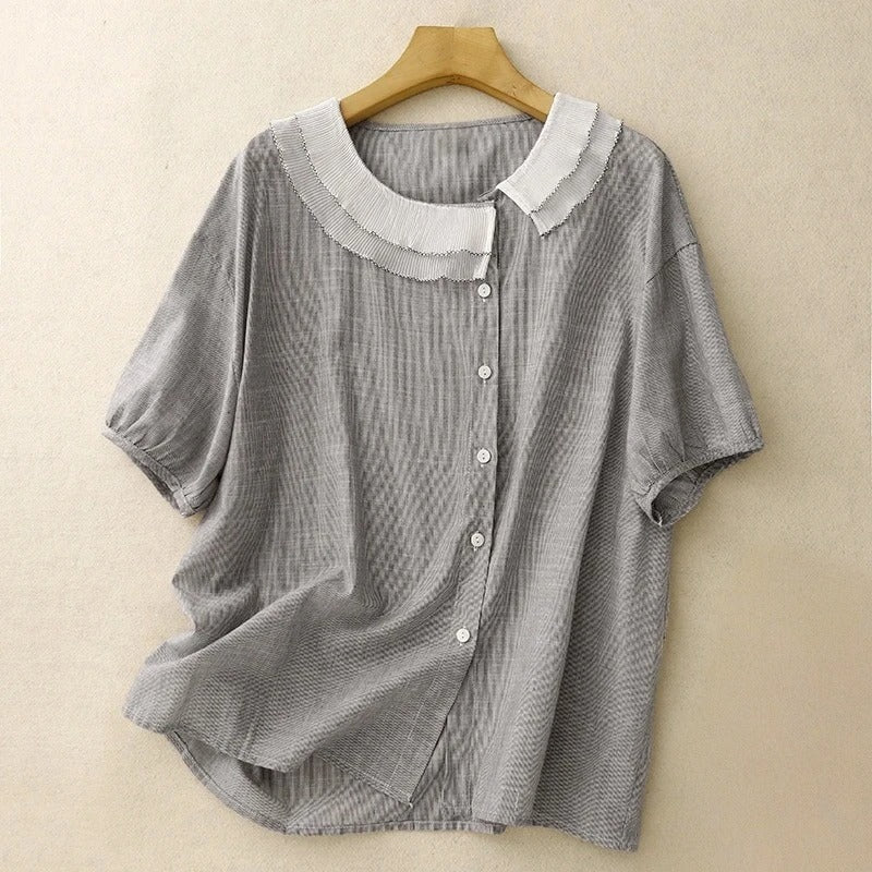 Mira Petal-Collar Blouse