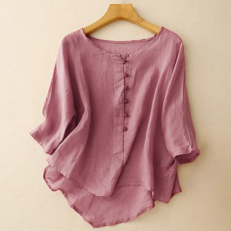 Valeria Curve-Hem Blouse